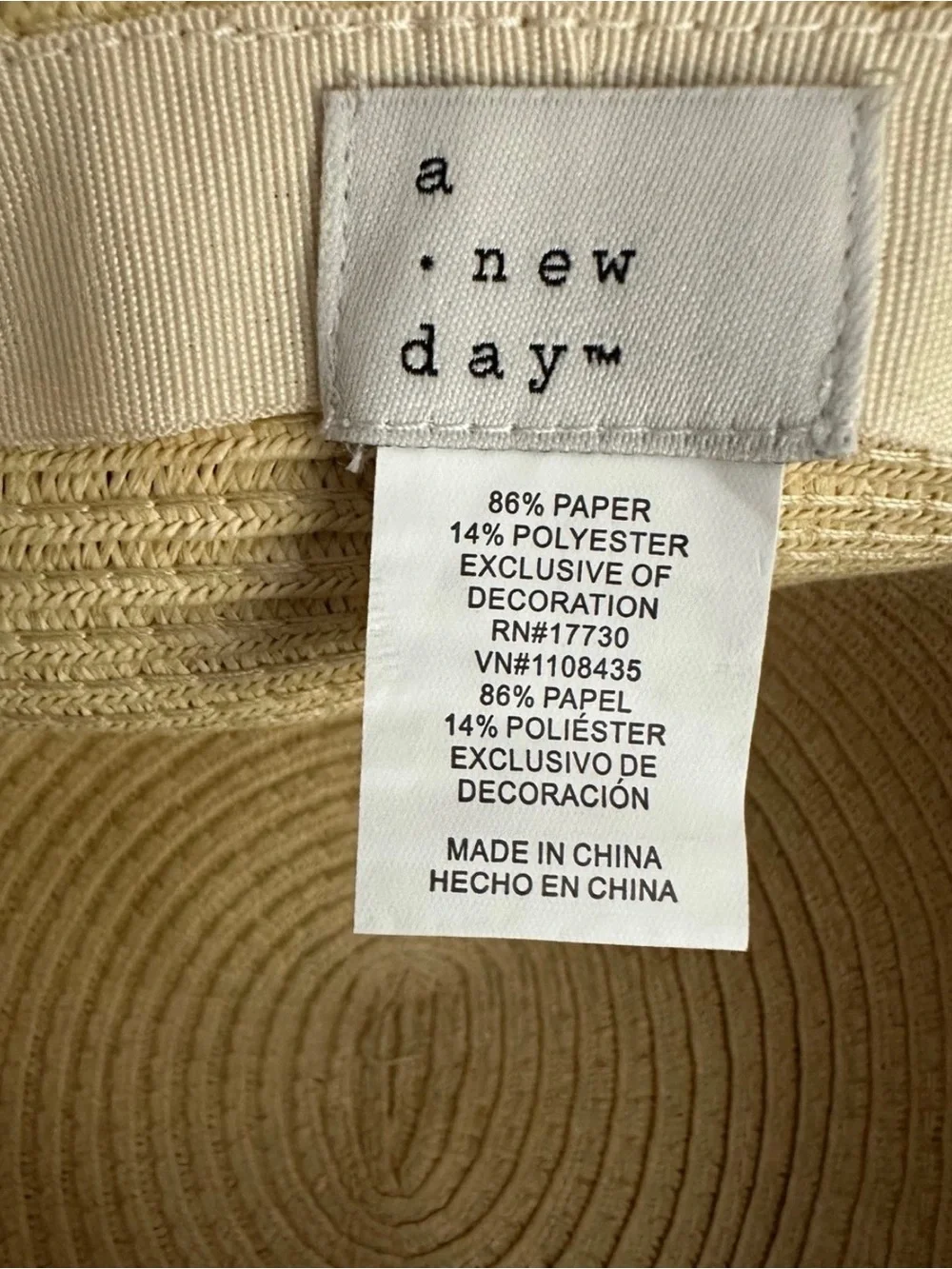 A New Day Straw Fedora Sun Hat - NWOT